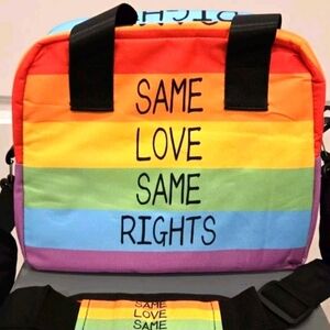 Rainbow SAME LOVE SAME RIGHTS Insulated Lunch Tote 12x9x6" LBGTQ+ Ally